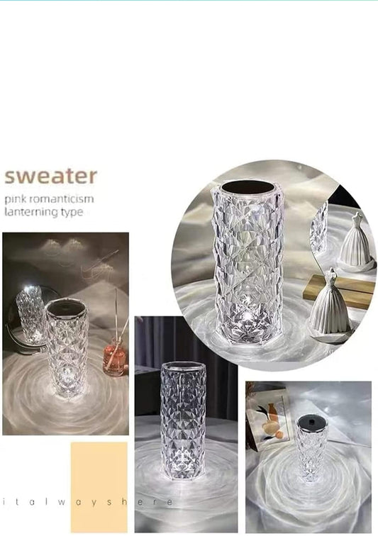 Crystal Touch LED Night Lamp – Elegant Diamond-Cut Design with Dimmable Warm & Cool Light