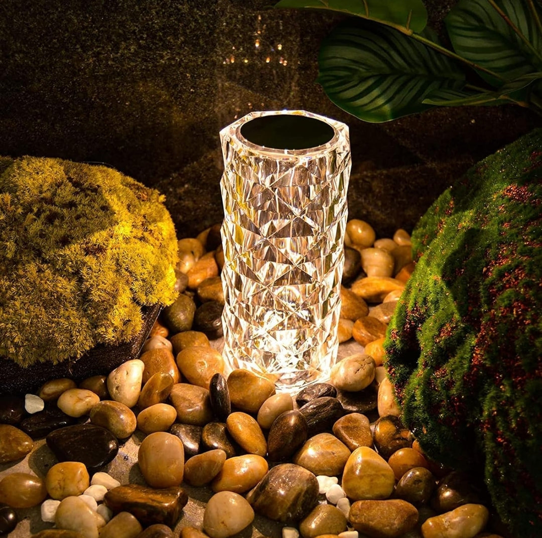 Crystal Touch LED Night Lamp – Elegant Diamond-Cut Design with Dimmable Warm & Cool Light